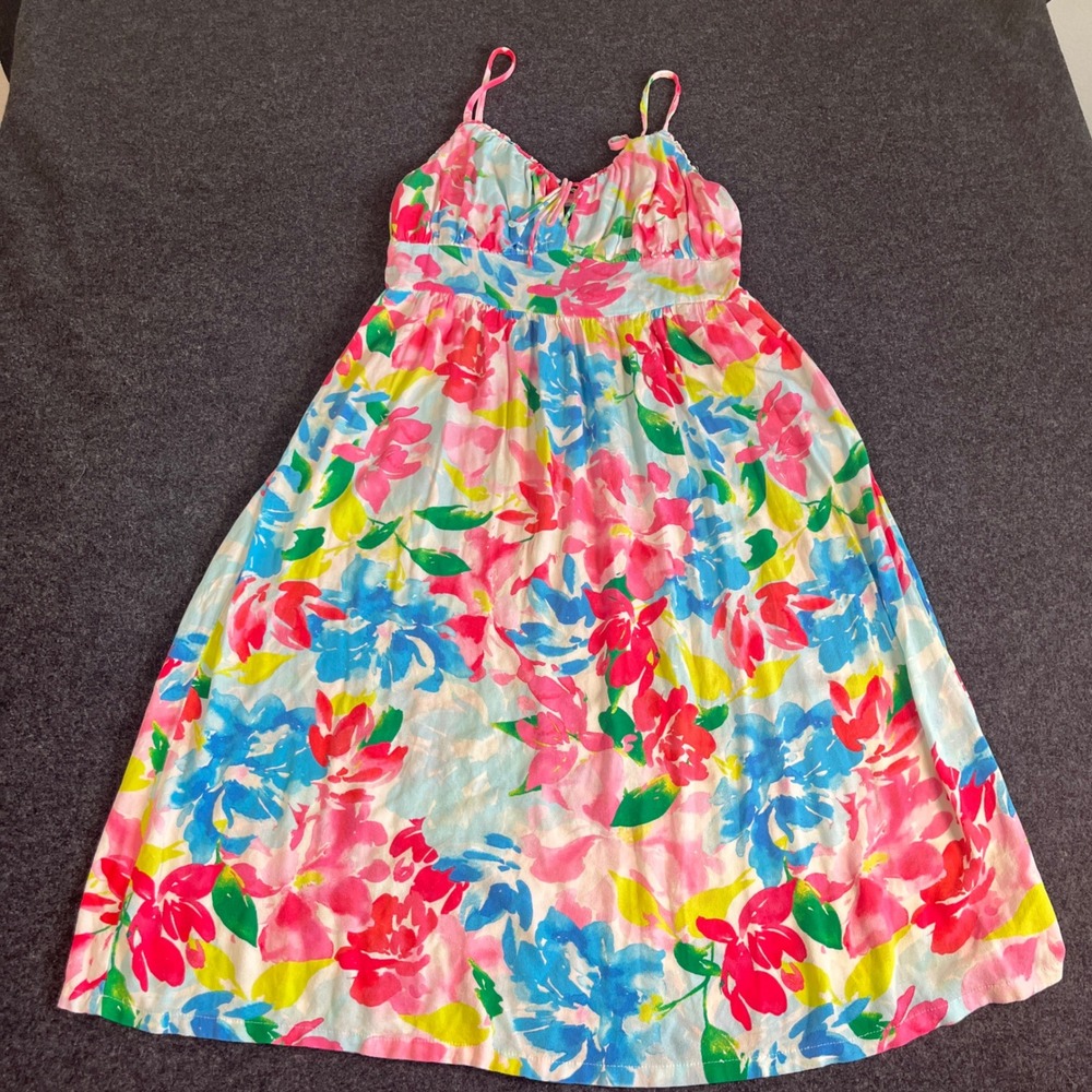 ⭐️3 for $30 Old Navy Floral Midi Summer/Spring Pink Blue Dress Sweetheart Neck L - Picture 3 of 11